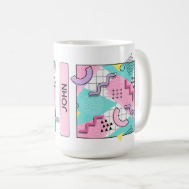 80's Memphis Active Pink Light Turquoise Kaffeetasse