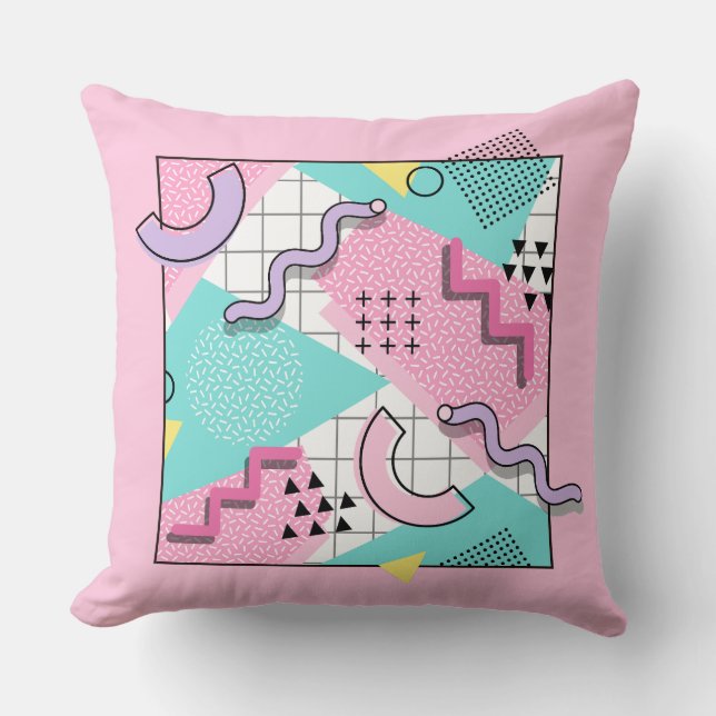 80's Memphis Active Pink Light Turquoise Kissen (Vorderseite)