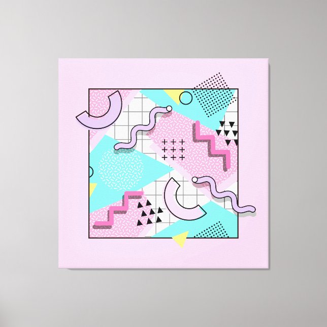 80's Memphis Active Pink Light Turquoise Leinwanddruck (Vorderseite)