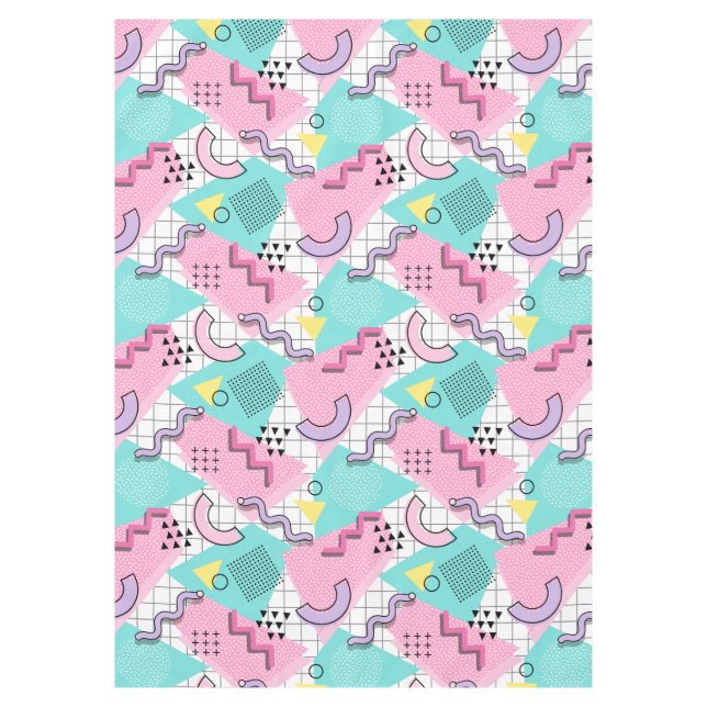 80's Memphis Active Pink Light Turquoise Tischdecke (Vorderseite)