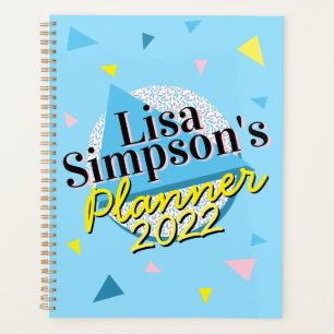 80s Memphis Style bleu jaune imprimé géométrique