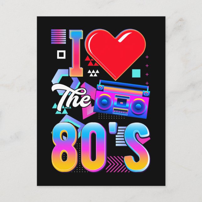 80s Music Radio Love Eighties Disco Postkarte (Vorderseite)