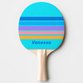 80s Neon Ocean Sky Across Striping with Name Tischtennis Schläger