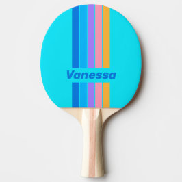 80s Neon Ocean Sky Pin Striped with Name Tischtennis Schläger