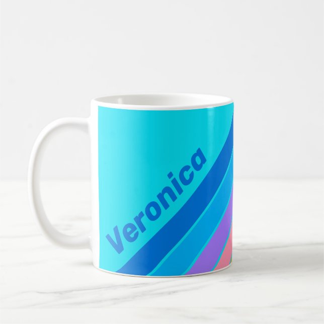 80s Neon Ocean Sky Stripes with Name Kaffeetasse (Links)