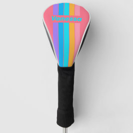 80s Neon Sunrise Pin Striped with Name Golf Headcover