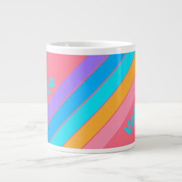 80s Neon Sunrise Stripes with Name Jumbo-Tasse