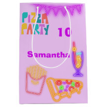 80s Pizza Party Gift Bag - Neon Arcade Theme