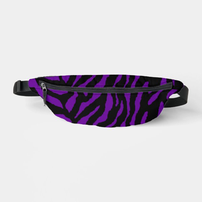 80s RETRO BLACK PURPLE TIGER STRIPES FANNY PACK (Recto)