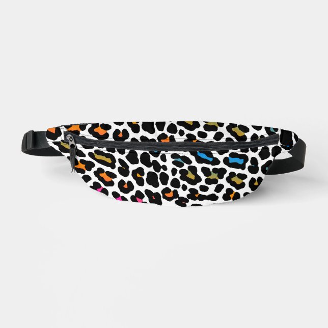 80s RETRO RAINBOW EMPREINTE DE LÉOPARD FANNY PACK (Recto)