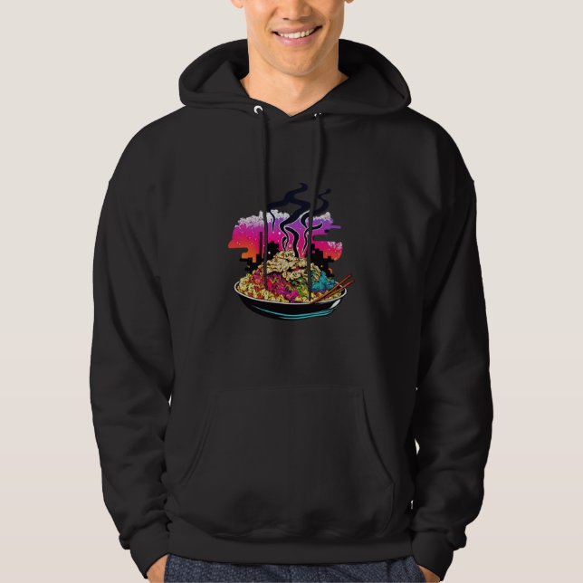 80s Synthwave Fried Rice with a Retro Aesthetic Hoodie (Vorderseite)
