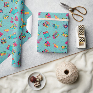 80s Themed Wrapping Paper Geschenkpapier