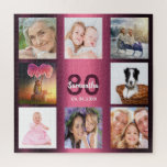 80th birthday 80 Foto von Woman Purple<br><div class="desc">A gift for a woman's 80th birthday,  celebrating her life with a leibe of 8 of your fotos. Templates for a name,  alter 80 and date. Date of birth or the date of the anniversary. Dark purple and white colored letters. Girly and feminine purple gradient background color.</div>