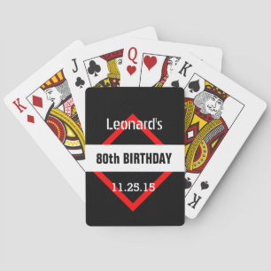 80th Birthday Black with Red Frame Custom A60 Spielkarten