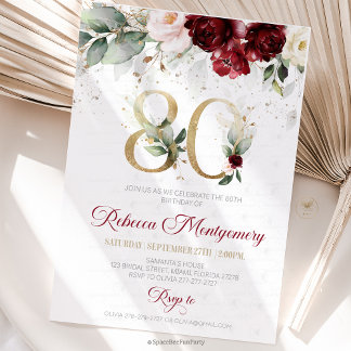 80th birthday Elegant Milestone invitation RSVP Karte