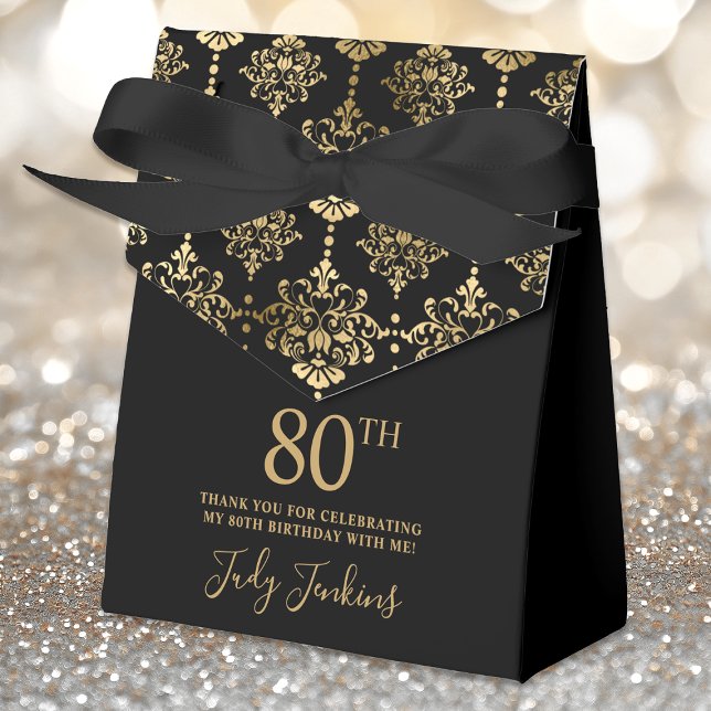 80th Birthday Gold Elegant Thank You  Geschenkschachtel (Von Creator hochgeladen)