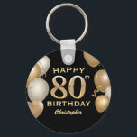 80th Birthday Party Black and Gold Balloons Schlüsselanhänger<br><div class="desc">80th Birthday Party Black and Gold Balloons and Confetti Keychain. For further customization,  please click the "Customize it" button and use our design tool to modify this template.</div>