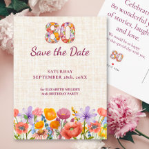 80th Birthday Party - Elegant Save the Date