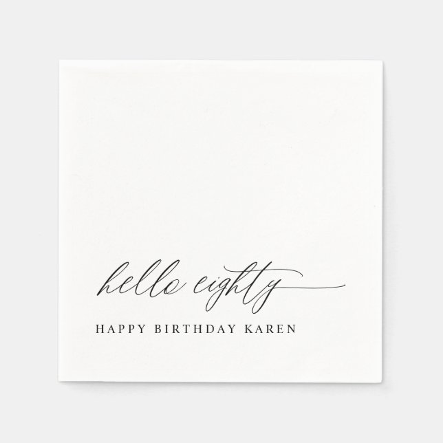 80th Birthday Party Hello 80 Modern Milestone Serviette (Vorderseite)