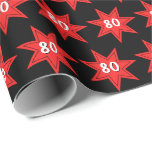 80th Birthday Red Star Geschenkpapier<br><div class="desc">Bold red star on black background for 80th birthday.
Background color can be changed.</div>