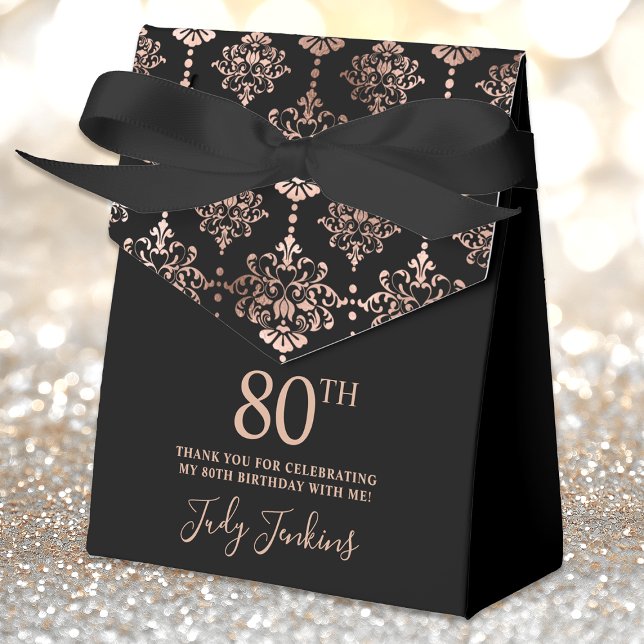 80th Birthday Rose Gold Elegant Thank You  Geschenkschachtel (Von Creator hochgeladen)