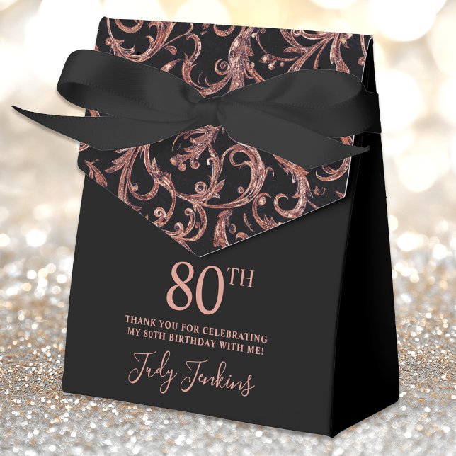 80th Birthday Rose Gold Swirls Thank You  Geschenkschachtel (Von Creator hochgeladen)