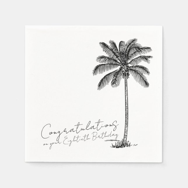 80th Birthday Tropical Palm Tree Congratulations Serviette (Vorderseite)