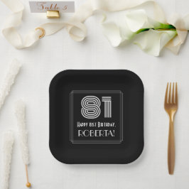 81. Geburtstag — Art Deco Inspiriert Look "81" + N Pappteller