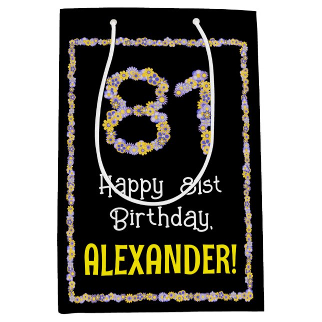 81. Geburtstag: Blumennummer, Individuelle Name, B Mittlere Geschenktüte (Vorderseite)