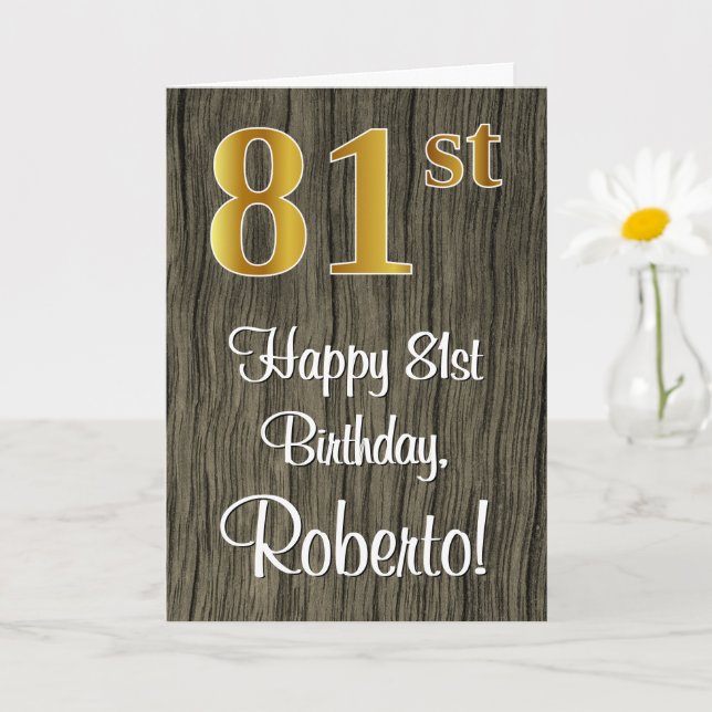 81. Geburtstag: Elegante Imitate Gold Look #, Imit Karte (Kleine Pflanze)