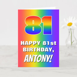 81. Geburtstag: Farbiges, lustiges Regenbogenmuste Karte