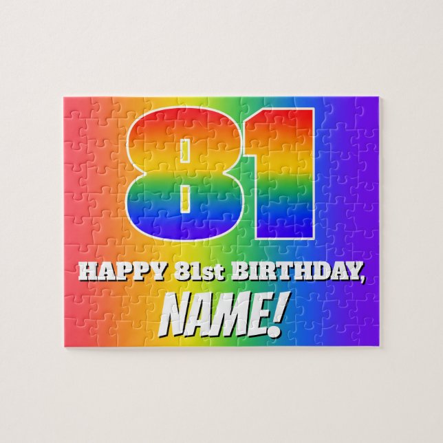81. Geburtstag — mehrfarbiges Regenbogenmuster "81 (Horizontal)