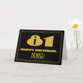 81. Geburtstag: Name + Art Deco Inspiriert Look "8 Karte