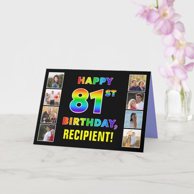 81. Geburtstag: Regenbogentext, benutzerdefinierte Karte (Orchidee)