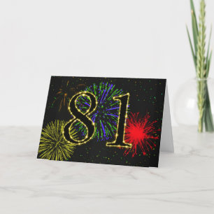 81. Geburtstagskarte mit Feuerwerk Karte