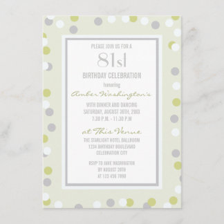 81. Grüne und graue Polka-Punkte und Chevrons Einladung