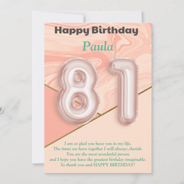81-jährige Mädchen Happy Birthday Card (Vorderseite)