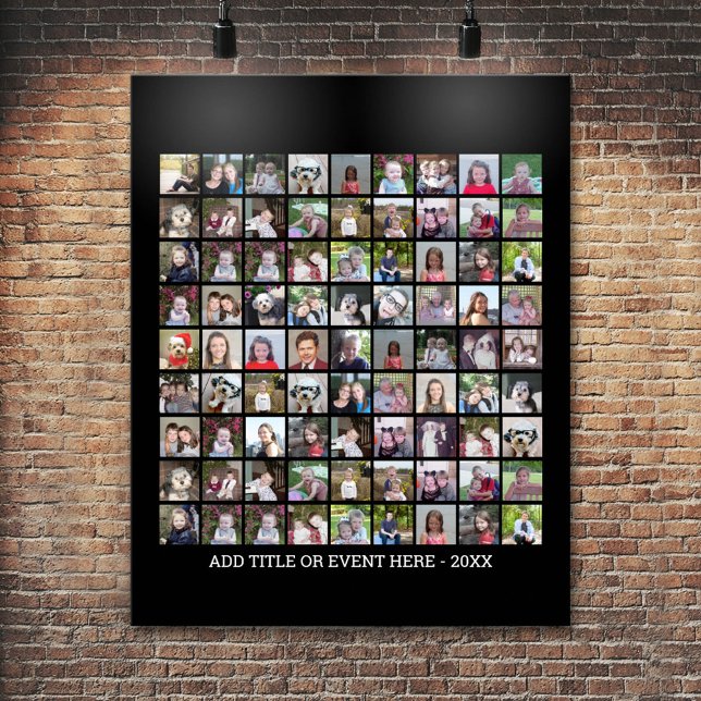 81 Square Foto Collage Grid - Benutzerdefinierter  Poster (Personalized Poster - Add your photos and text)