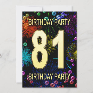 81e anniversaire Fête Invitation Fireworks Bulles