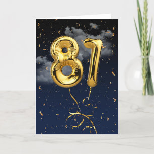 81e Anniversaire Gold Mylar Balloon et carte Confe