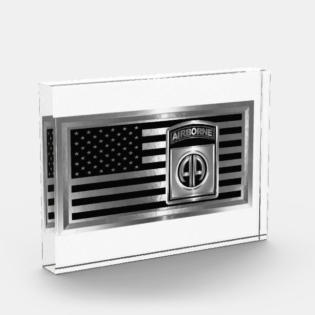 82. Airborne Division Steel Flagge mit Patch Fotoblock (Links)