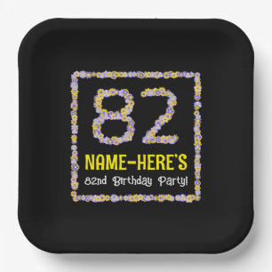 82. Geburtstag: Blumennummer, Individuelle Name, B Pappteller