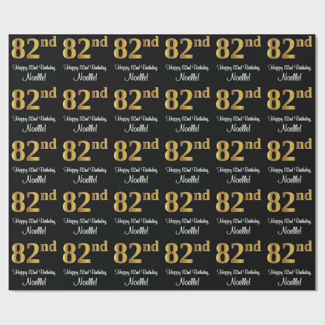 82. Geburtstag: Elegante Luxuriöse Imitate Gold Lo Geschenkpapier (Flach)