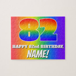 82. Geburtstag — mehrfarbiges Regenbogenmuster "82