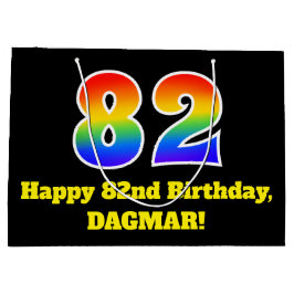82. Geburtstag ~ Spaß, bunt, lebhaft, Regenbogen 8 Große Geschenktüte