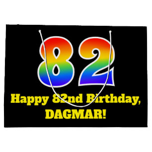 82. Geburtstag ~ Spaß, bunt, lebhaft, Regenbogen 8 Große Geschenktüte