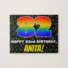 82. Geburtstag — Spaß, bunte Musiksymbole & "82"