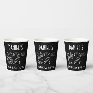 82. Geburtstagsparty: Art-Déco-Stil + Individuelle Pappbecher