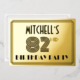 82. Geburtstagsparty — Art Deco Style "82" & Name Folieneinladung