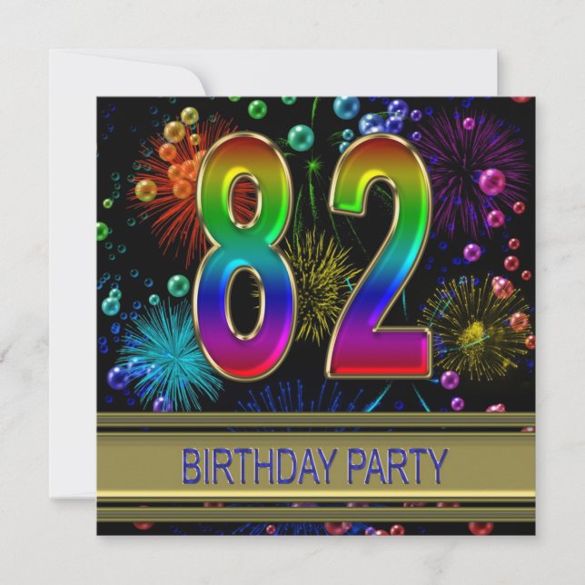 82. Geburtstagsparty Einladung mit Blasen (Vorderseite)